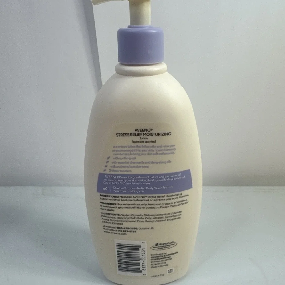 OLD Formula Aveeno Stress Relief Moisturizing Lotion 18oz Lavender Large Bottle